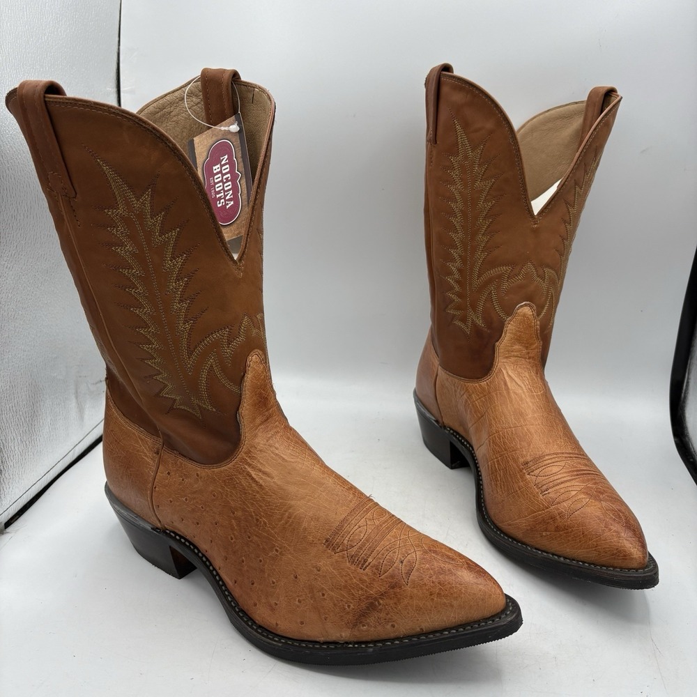 Nocona Boots Mens Size 11 EEE Ostrich Leather Western Cowboy Brown 7092305303
